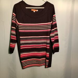 C&A Black Striped Knit Sweater Dress – 3/4 Sleeve Women’s Size XL